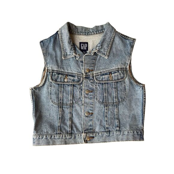 Vintage Y2K GAP 100% Cotton Denim Vest Size M - Picture 3 of 10
